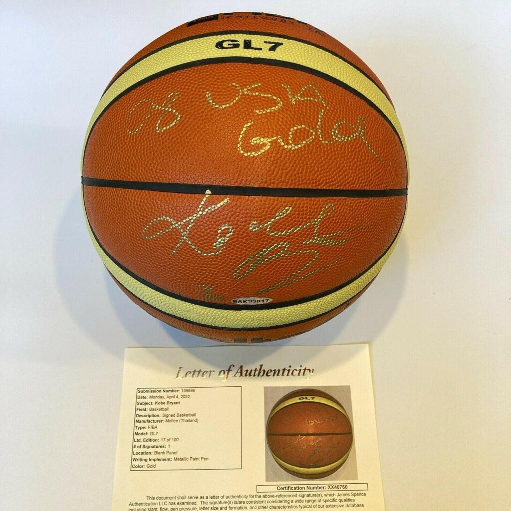 Kobe Bryant “2008 USA ” Signed Official Olympics FIBA Basketball UDA & JSA – Autographed Basketballs