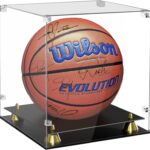 Acrylic Basketball Case Display – Clear Full Size Holder with UV Protection for Autographed Basketball Memorabilia, Bilayer Display Stand