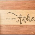 Last Name Serving Tray for Couples | Engraved Name & Date | Cherry, Maple, Walnut Wood Tray with Handles | Anniversary, Wedding, Engagement Gift