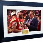 Travis Kelce Celebration Kansas City Super Bowl LVIII 58 Winners Autographed Signed 12×8 A4 Photo Photograph Picture Frame American Football Poster Gift, Black