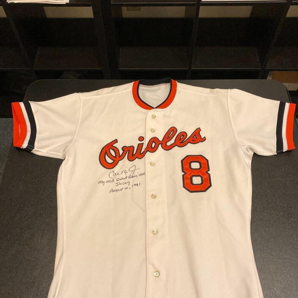 Cal Ripken Jr. 1981 Rookie MLB Debut Signed Game Used Jersey Mears 10 Ripken LOA – MLB Autographed Game Used Jerseys
