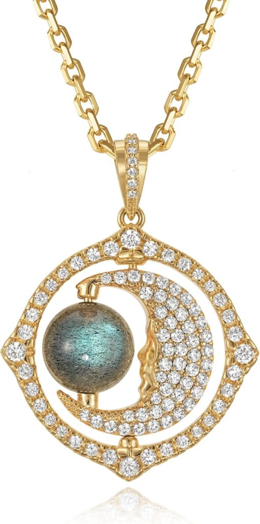 Fettero Gold Necklace for Women – Non Tarnish 14K Plated Gold Necklace Dainty Charm Magical Rotating Pendant Personalized Ball Crescent Moon Necklaces for Women Christian Jewelry Gift