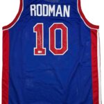 Autographed/Signed Dennis Rodman Detroit Blue Basketball Jersey JSA COA