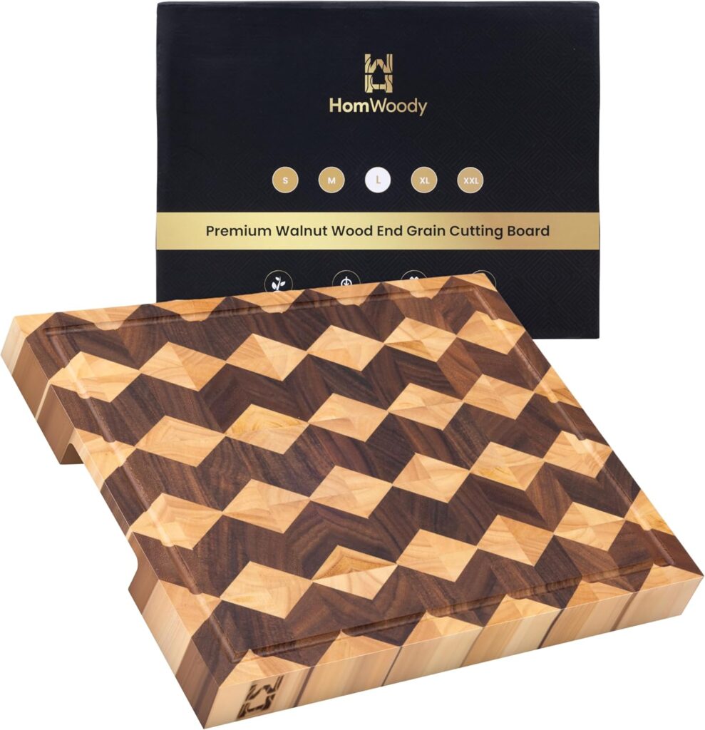 3D Handmade Cutting Boards 17″x13″x1″-Walnut End Grain Wood Cutting Boards-Charcuterie Board/Wooden Chopping Board -Kitchen Gadgets