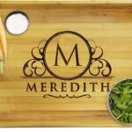 Premium Monogrammed Bamboo Wood Serving Tray with Handles – Personalized and Custom Engraved for Free