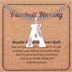 Jakayla Baseball Necklace A-Z Personalized Letter Pendant with Inspirational Card Gifts for Teens Who Love Baseball