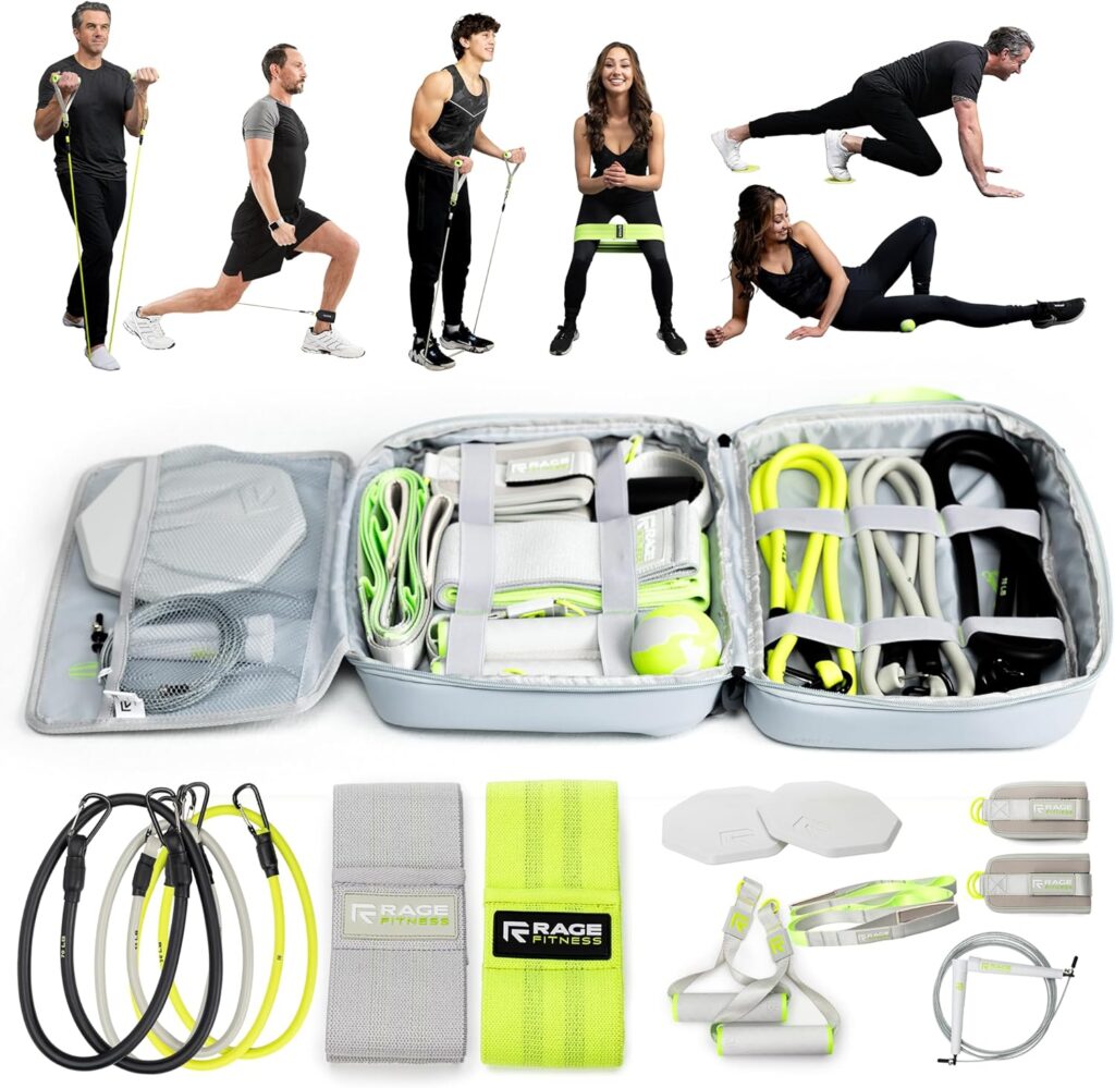 Ex Kit Home Gym Equipment with Carry Bag – 10Pcs Resistance Bands Kit with Handles, Door Anchor, Jump Rope, Booty Bands & More – Full Body Workout Bands Set for Strength, Cardio & Flexibility
