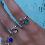 Bottled Up Designs Handmade Vintage Botanical Ring, Recycled Antique Glass Bottles, Sterling Silver, Eco Friendly, Made in USA, Birthday Gifts, Mothers Day, Women, Anniversary