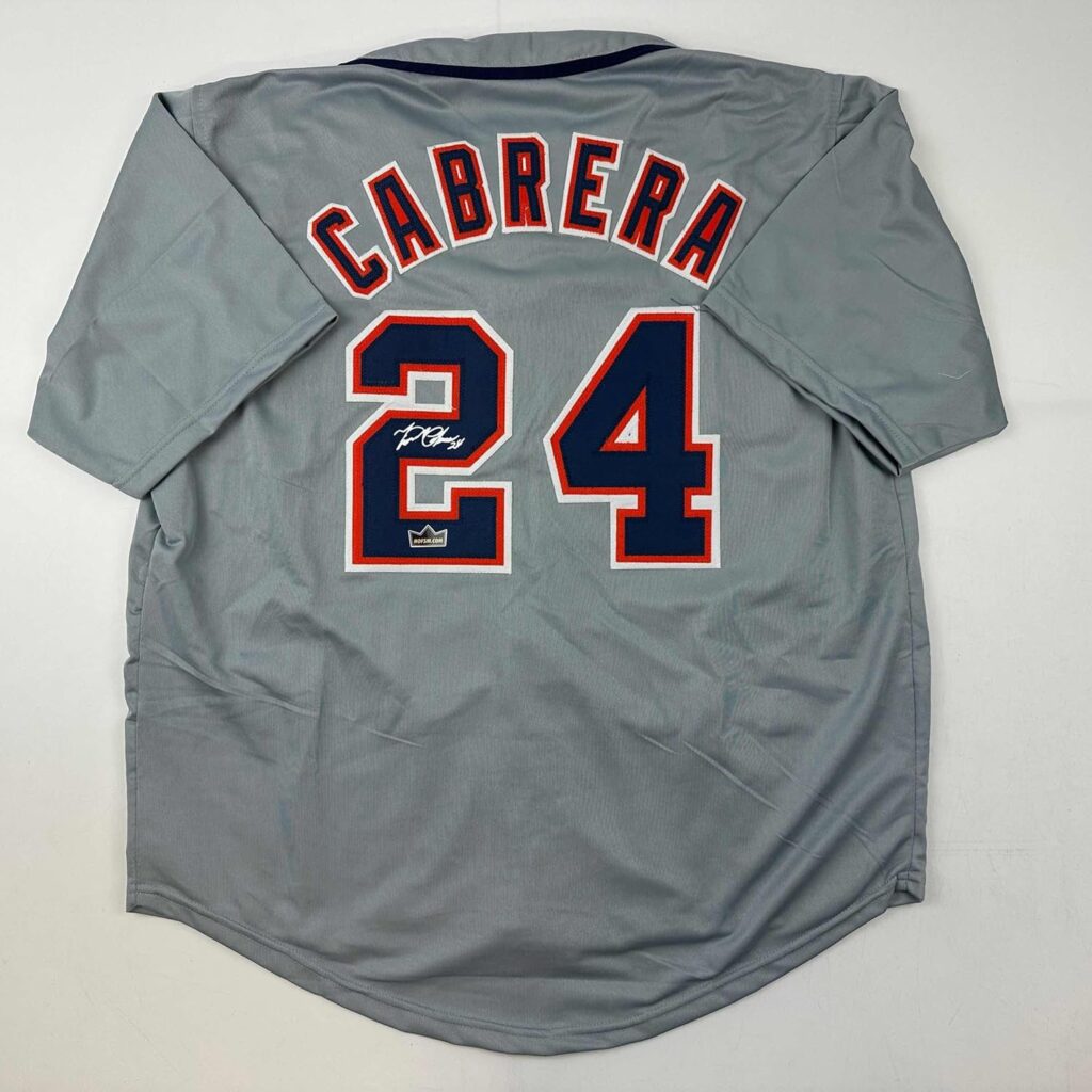 Facsimile Autographed Miguel Cabrera Detroit Grey Reprint Laser Auto Baseball Jersey Size Men’s XL