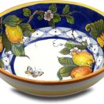 Large Ceramic Bowl for kitchen – Italian dinnerware pasta bowl – Yellow White Blue Lemon Sunflower serving tray – Hand painted Tuscan pottery bowls – Made in Italy – Ceramics salad tuscan soul platter