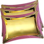 (Pack of 3) 14.1 inch x 10.2 inch Star Shape Iron Gold Serving Tray Floral Engraved Decorative Holiday Wedding Birthday Dessert Snack Wine Candle Platter Plate Party NC-223