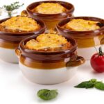KooK French Onion Soup Bowl, French Onion Soup, Crock, Oven Safe Bowl, Ceramic, Handles, Stoneware, Dishwasher, Microwave, Oven & Broil Safe 16oz Standard Capacity & 18oz Full Capacity Set of 4