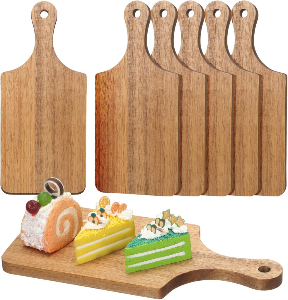 Lounsweer 6 Pcs Thicken Cutting Board Bulk Wood Board for Chopping Serving Charcuterie Material for Laser Engraving Mother’ Day Wedding Housewarming Gift(Acacia)