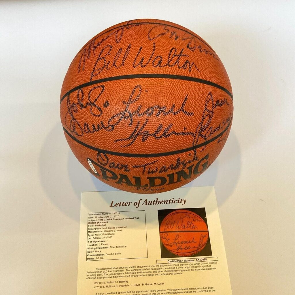 1976-77 Portland Trail Blazers NBA Champs Team Signed Basketball UDA JSA COA – Autographed Basketballs