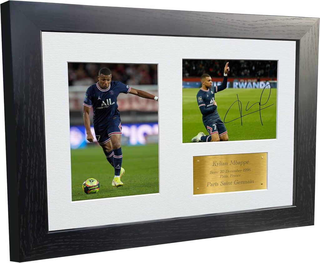 12×8 A4 Kylian Mbappé PSG Paris Saint-Germain Autographed Signed Photo Photograph Picture Frame Football Soccer Poster Gift G