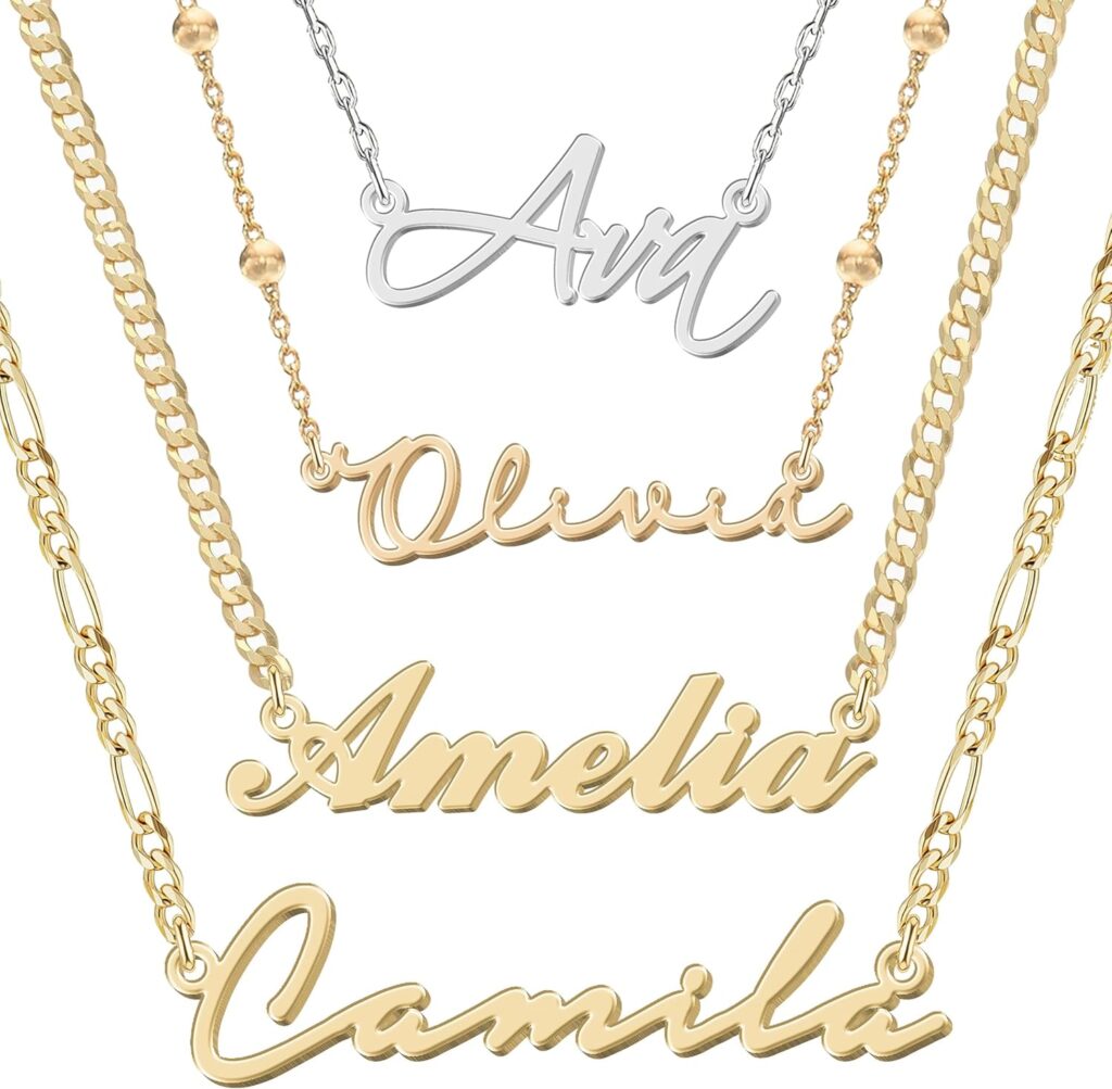 Personalized Name Necklace | Sterling Silver/Stainless Steel | 14 Fonts, 4 Colors, 5 Chains | Tarnish-Free, Handmade Gift for Women: Mom, Daughter, Sister | Ideal for Birthday, Mother’s Day,Christmas