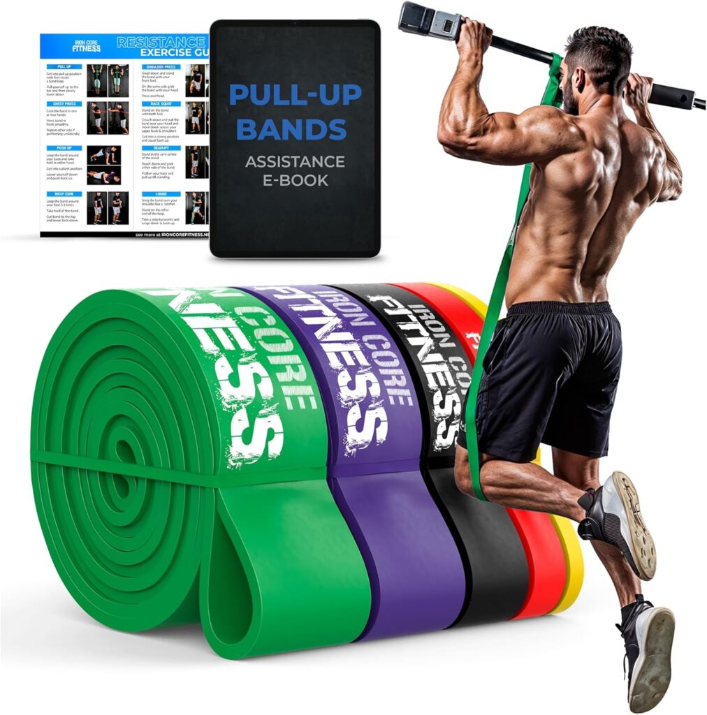 Pull Up Assistance Resistance Bands – Long Loop Power Bands for Men and Women – Strength Power Flexibility Training at Home & Gym – Ebooks & Workout Chart Included by Iron Core Fitness