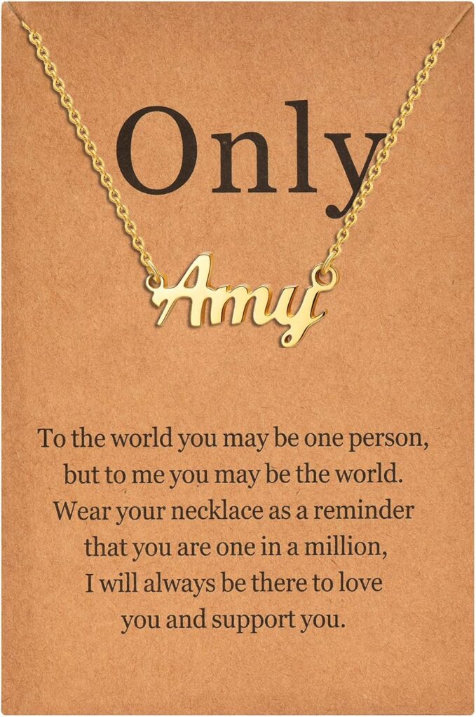 Lcherry Name Necklace Personalized for Women Gold Plated Nameplate Necklace Gifts for Girls