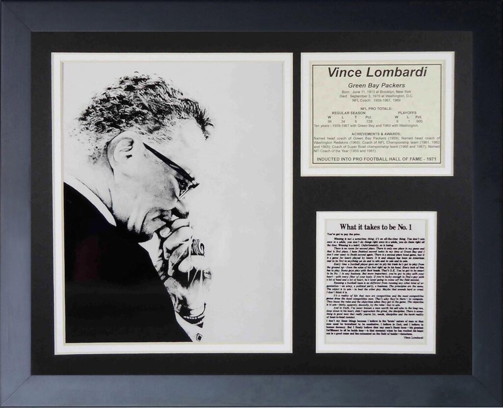 Legends Never Die Vince Lombardi Creed Framed Photo Collage, 11×14-Inch,Black