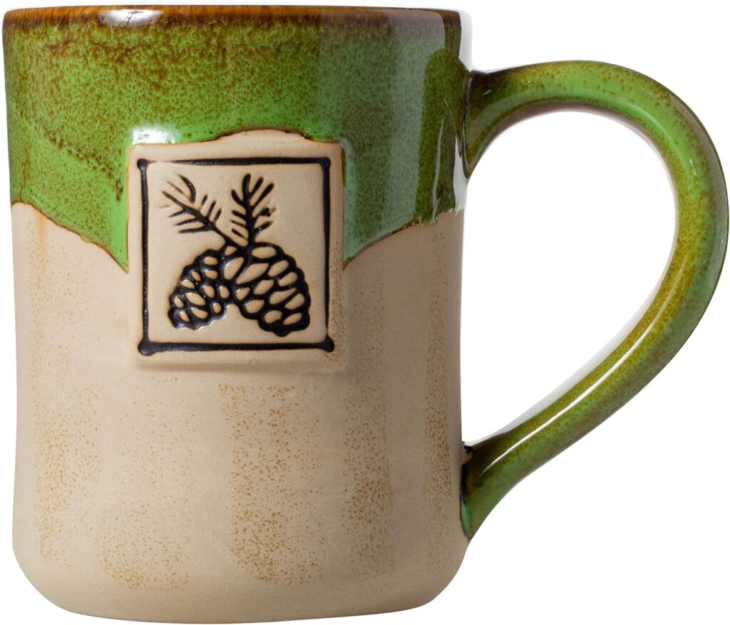 Cape Shore 16oz Hand-Crafted Stamped Potter’s Mug (Pine Cone)