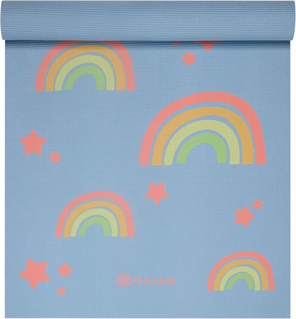 Gaiam Kids Yoga Mat Exercise Mat, Yoga for Kids with Fun Prints – Playtime for Babies, Active & Calm Toddlers and Young Children (60″ L x 24″ W x 3mm Thick)