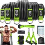 Resistance Bands, Heavy Duty Exercise Bands for Working Out, Workout Bands with Handles, Stretch Band for Men, Fitness Bands for Home Workouts, Muscle Training, Strength, Slim, Yoga