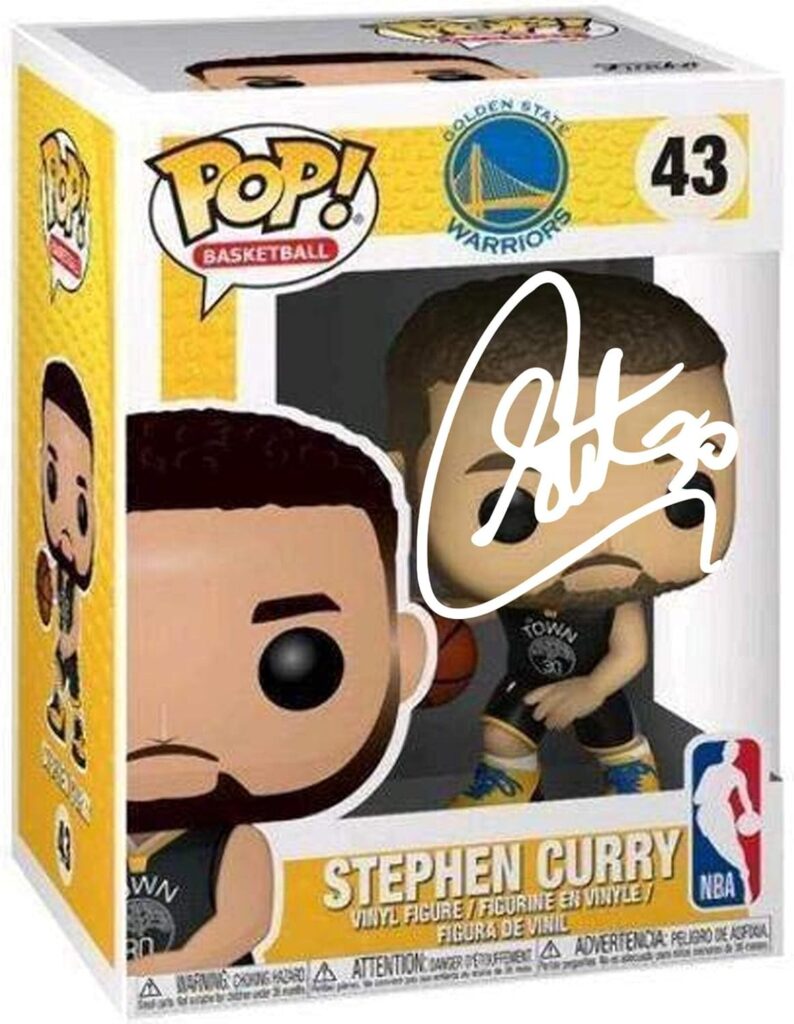 Stephen Curry #43 Facsimile Signed Reprint Laser Autographed Funko POP! Basketball NBA: Golden State Warriors Figurine with Protector Case