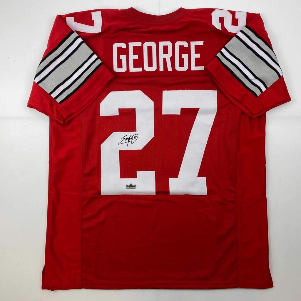 Facsimile Autographed Eddie George Ohio State Red Reprint Laser Auto College Football Jersey Size Men’s XL