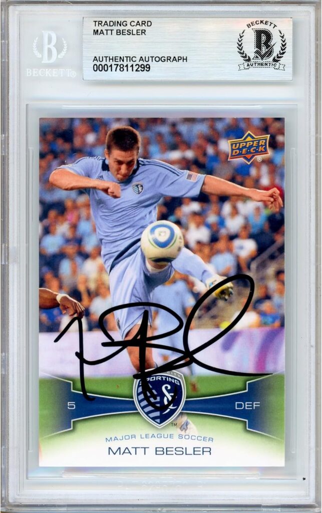 Matt Besler Signed Soccer Card, 2012 Upper Deck MLS #124, Beckett Authenticated Autograph and Slabbed, Sporting Kansas City Autographed Football Cards, KC Auto Collectibles