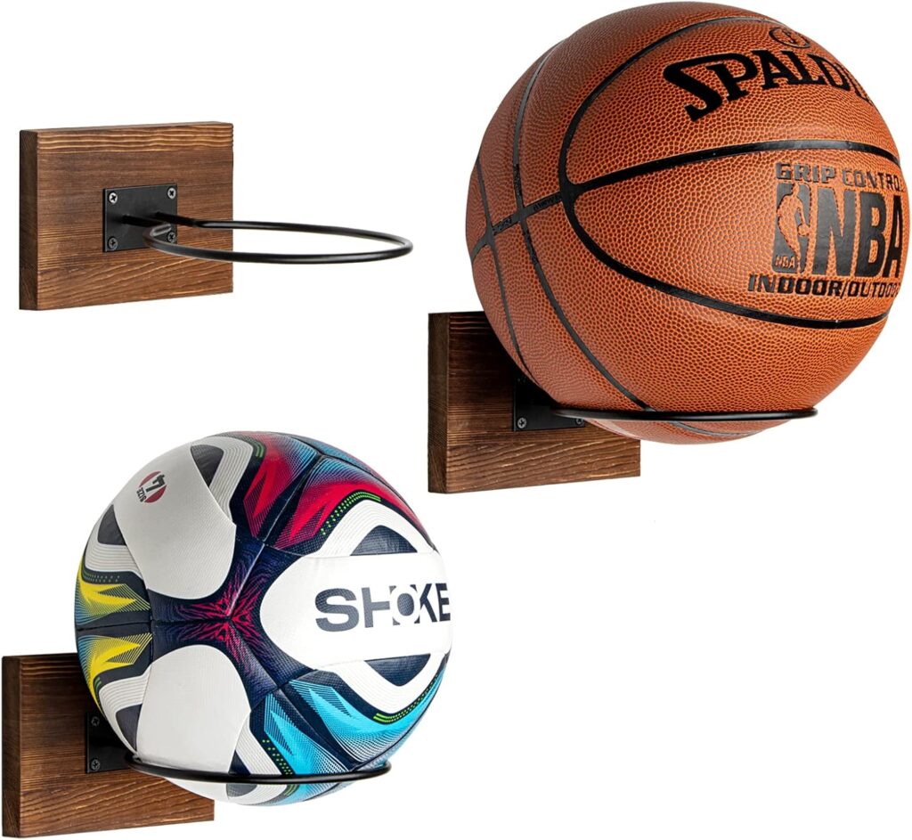 PUERSI Ball Holder Wall Mount Ball Stand Display Storage for Basketball Football Soccer Volleyball