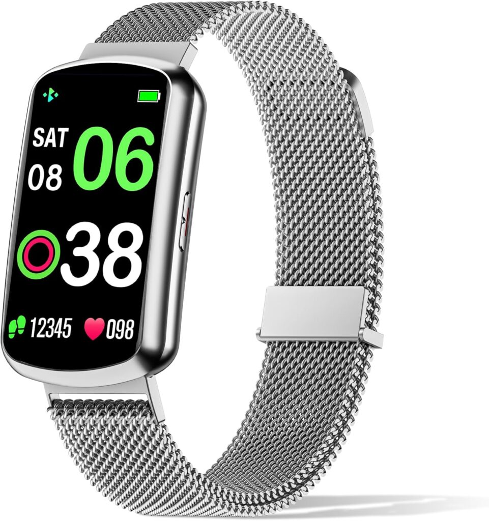 Health Fitness Tracker with 24/7 Heart Rate, Smart Watch with Blood Pressure and Blood Oxygen Monitor, Bulit-in 120+ Sport Mode, Sleep Tracking Waterproof Activity Tracker for Women Men (Silver)