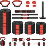 3-in-1 Adjustable Dumbbell Set 66lbs, Free Weights for Home Gym with Anti-Slip Handle & Connector, Barbell/Kettlebell/Dumbbell Combo for Men Women