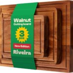 Riveira Walnut Cutting Board Set – Versatile And Durable: Set Of 3 Pcs Rectangular Wooden Cutting Board – Natural Wooden Cutting Boards For Kitchen – Complete Walnut Wooden Chopping Board