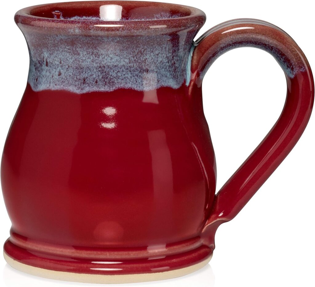 16oz Potbelly Coffee Mug Handmade in the USA (Red/Blue)