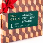 Handcrafted 3-D Checkered Acacia Wood Cutting Board – Reversible End Grain Large Butcher Block Cutting Board Serving Tray for Prep & Presentation – Multipurpose Wooden Charcuterie Board with Handles