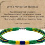 LAMIBEE Patriotic Country Code Flag Pride Bracelet, Protection and Lucky Surfer String Bracelet, Tibetan Wrist Wrap Bracelet, Boho Rope Bracelet for Women, Men, String Thread