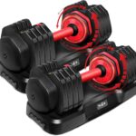 Yes4All 25/55LB Single/Pair Adjustable Dumbbells Weights, 5 in 1 Free Weights Dumbbell with One Second Dial Handle for Different Workout Levels