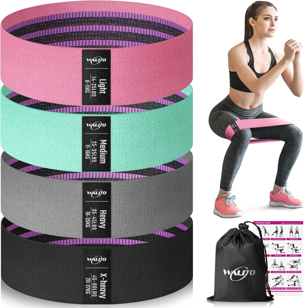 WALITO Resistance Bands for Working Out, Fabric Exercise Bands for Legs and Butt, Workout Bands for Women and Men, Booty Band for Yoga Starter Set, Pilates, Rehab, Fitness and Home Workout
