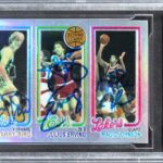 Bird, Erving & Magic Signed 1996 SC Finest Refractors #8 Card Auto 10 PSA Slab – Basketball Autographed Cards