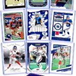 New York Giants Cards: Russell Wilson, Devin Singletary, Darius Slayton, Tyrone Tracy Jr., Malik Nabers, Eli Manning, Tiki Barber, Wan’Dale Robinson, Lawrence Taylor ASSORTED Football Stars & GOATs Trading Card & Wristbands Gift Pack