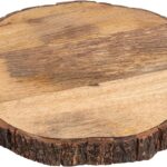GoCraft Wooden Round Cutting Board with Tree Bark Rim | 1.5″ Thick Mango Wood Live Edge Chopping, Prep, Serve Board | Charcuterie Platter – 12.75″