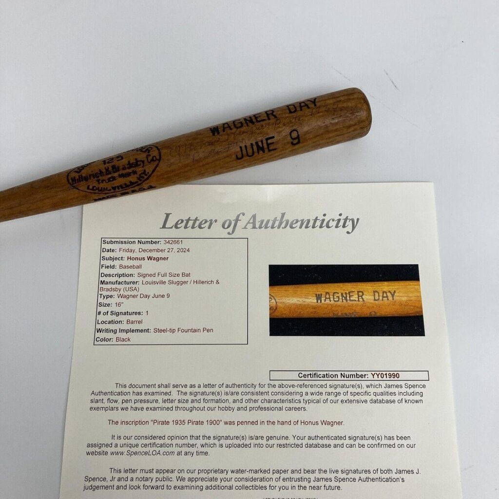 Honus Wagner Signed Louisville Slugger Honus Wagner Day Mini Baseball Bat JSA – Autographed MLB Bats