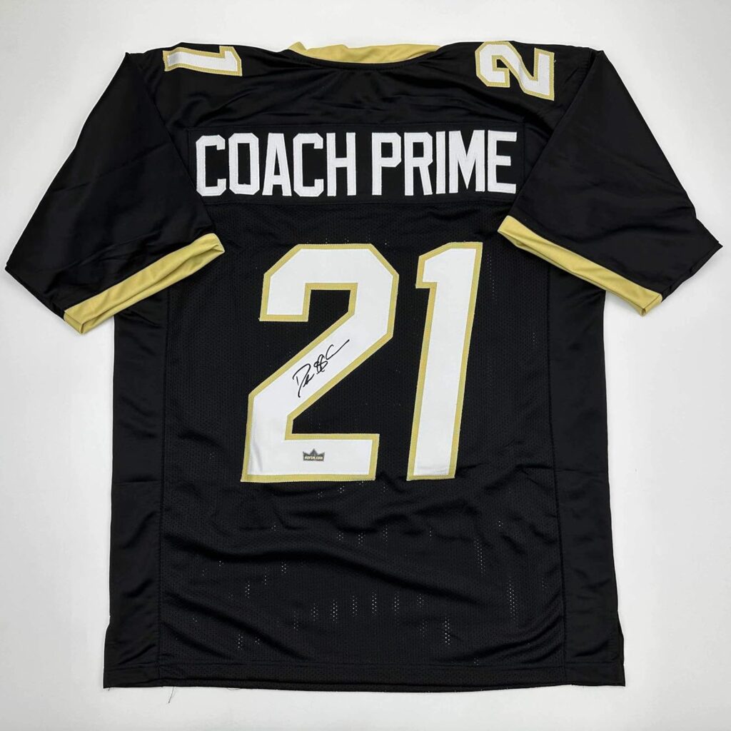 Facsimile Autographed Coach Prime Deion Sanders Colorado Black Reprint Laser Auto College Football Jersey Size Men’s XL