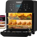 Nuwave Brio 15.5Qt Air Fryer Rotisserie Oven, X-Large Family Size, Powerful 1800W, 4 Rack Positions, 50°-425°F Temp Controls, 100 Presets & 50 Memory, Integrated Smart Thermometer, Linear T Technology