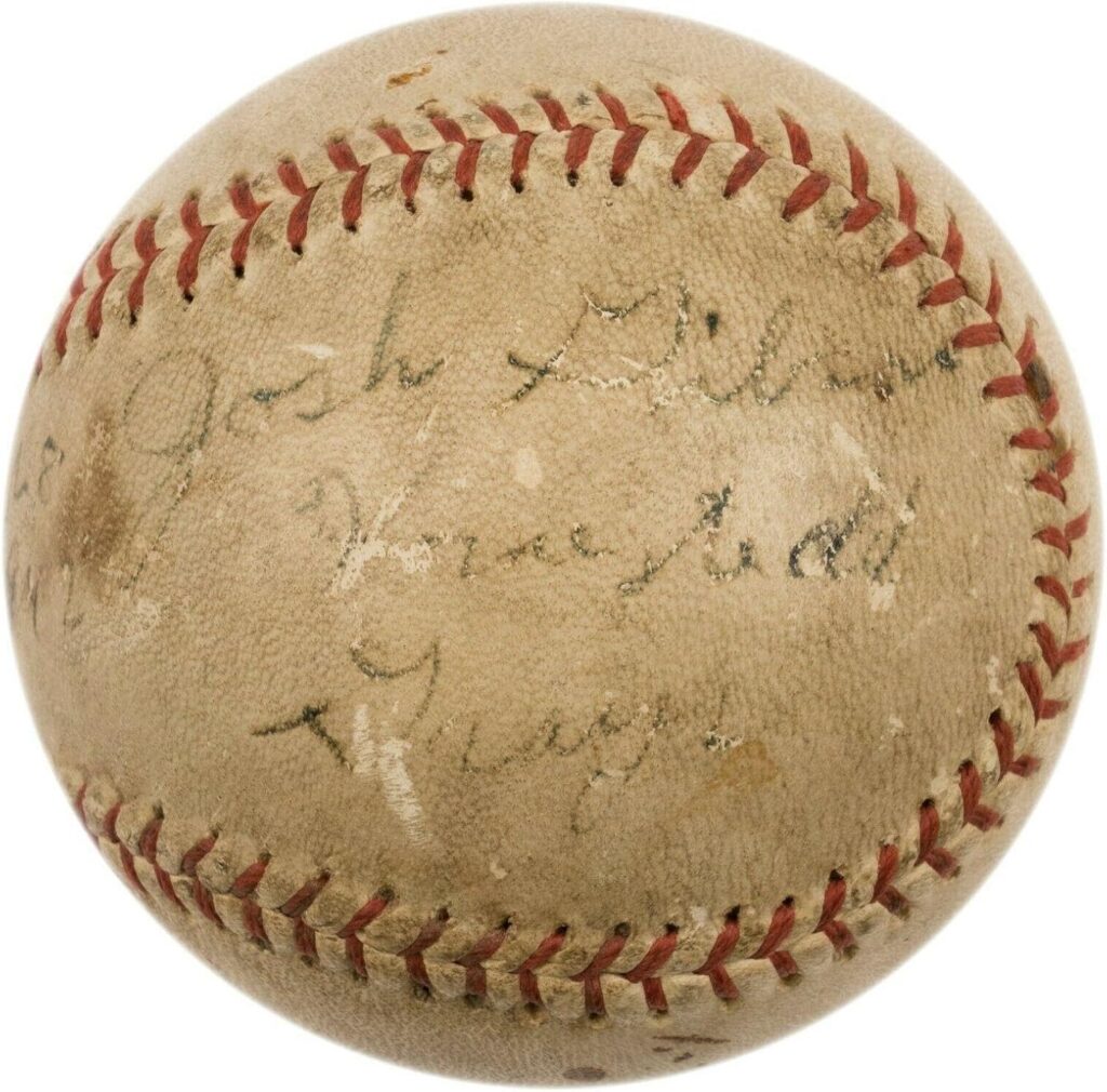 The Only Josh Gibson Single Signed Baseball On Earth PSA DNA & JSA COA – Autographed Baseballs
