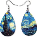 Van Gogh Novelty Fun Dangle Earrings Set | Cute Girls Womens Jewelry Earings | Double Sided Print | Birthday Present XMAS Adorable Fashion Accessories
