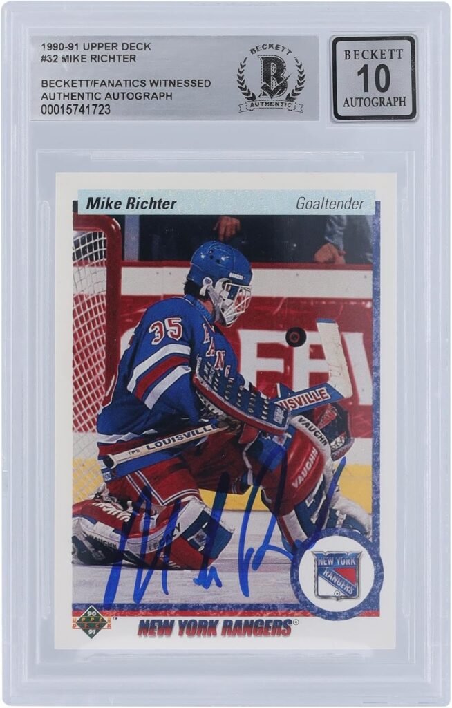 Mike Richter New York Rangers Autographed 1990-91 Upper Deck #32 Beckett Fanatics Witnessed Authenticated 10 Rookie Card – Hockey Slabbed Autographed Rookie Cards