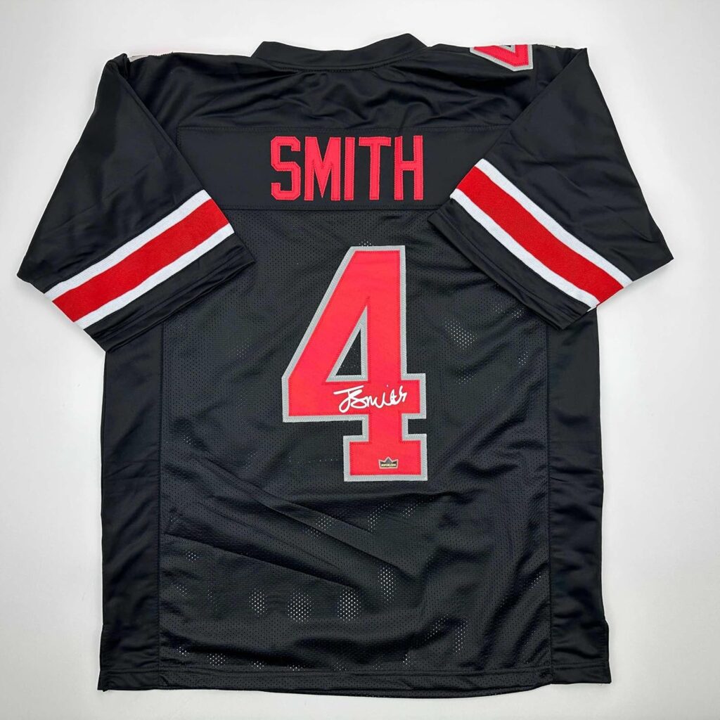 Facsimile Autographed Jeremiah Smith Ohio State Black Reprint Laser Auto College Football Jersey Size Men’s XL