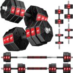 Adjustable Weights Dumbbells Set, 44Lbs 66Lbs 88Lbs 3 in 1 Adjustable Weights Dumbbells Barbell Set, Home Fitness Weight Set Gym Workout Exercise Training with Connecting Rod for Men Women