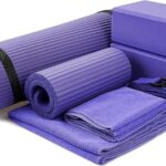 BalanceFrom 7-Piece Yoga Set with 71x24x0.5 Inches Extra Thick Mat and Carrying Sling – Includes 2 Blocks, Stretch Strap, 2 Towels, and Knee Pad for Home, Studio, and Gym Workouts